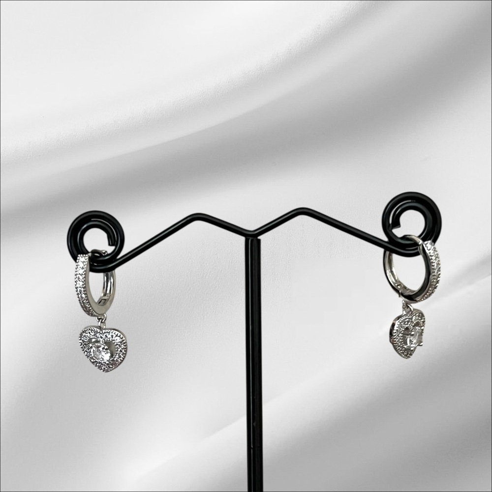 Silver Heart Hoop Earrings stamped .926